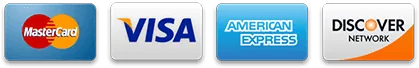 Visa, Mastercard, American Express and Discover accepted at checkout